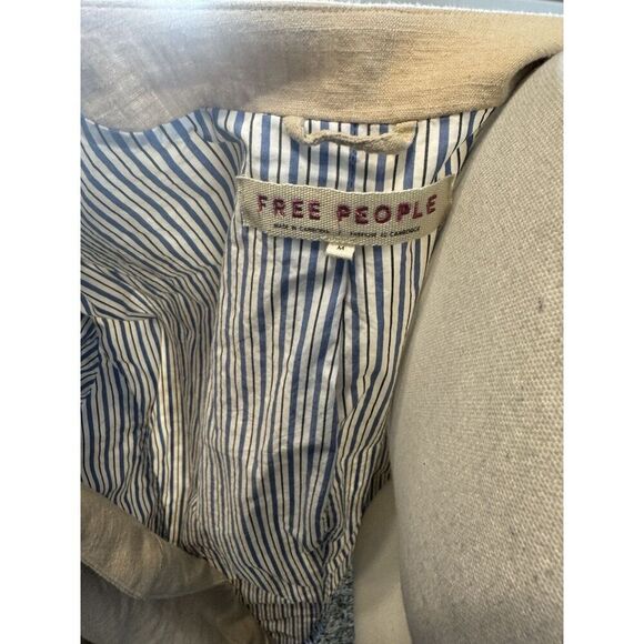 Free People Womens Linen Blame Blazwr Jack One Button Striped Lining Oversized M - Picture 6 of 6